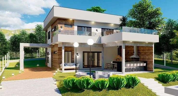 Casa contemporânea com jardim, imagem do site On Broker
